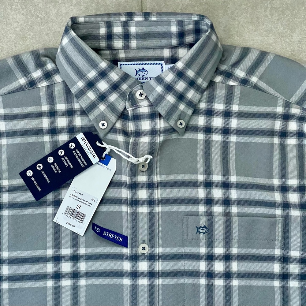 NWT SOUTHERN TIDE SMALL Intercoastal Flannel Heather Plaid Sport Performance